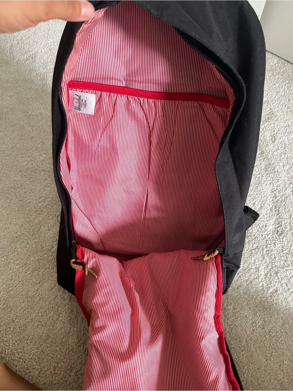 Herschel Black Backpack with Yellow Cord